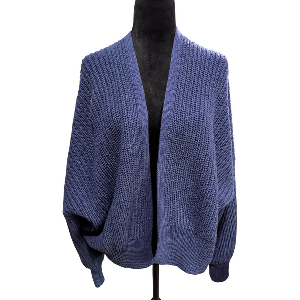 Indigo Thread Co.‎ Blue Puff Sleeve-Knit Cardigan-1X NWOT- Boho Sweater